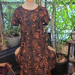 LuLaRoe Orange And Black Paisley Dress